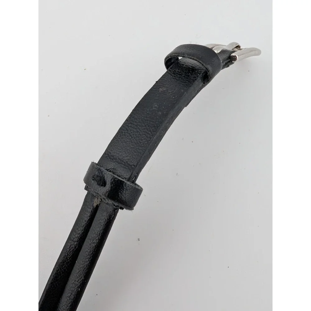 Time‎ and Tru Watch Women 22mm Silver Case Black Faux Leather Band- New Battery